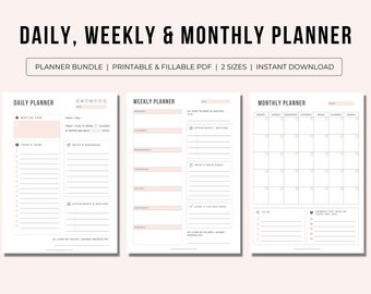 Ultimatives Planner Bundle | Enthält Tagesplaner, Wochenplaner und Monatsplaner | Printable Planner Bundle | Bearbeitbare Planer | A4/A5