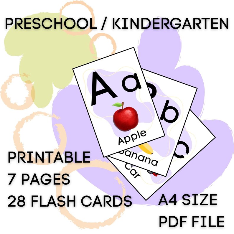 Alphabet Flash Cards ABC Flash Cards AZ Cards Educational Etsy
