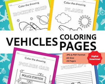 Transportation Coloring Pages: Vehicle Activity Book (PDF)