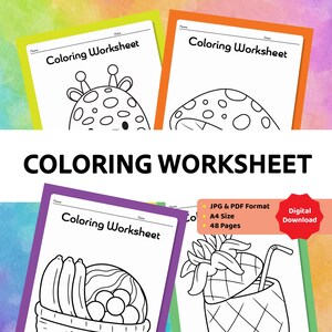 Schede di lavoro da colorare stampabili per bambini, bambini in età prescolare, schede di lavoro da colorare per la scuola materna, l&#39;asilo e la scuola materna.
