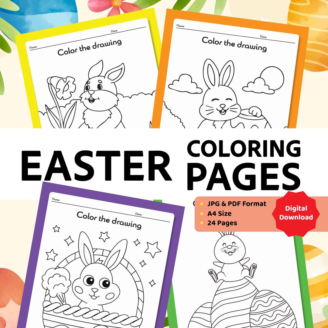 Easter Coloring Pages | 24 Printable Kids Activity PDF - Etsy
