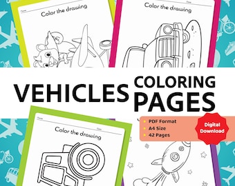 Vehicles Coloring Pages | Preschool Printable Activity Book PDF | Transportation Coloring for Kids