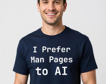 Preferisco Man Pages all'IA - Maglietta divertente per programmatori Linux - Taglie alte