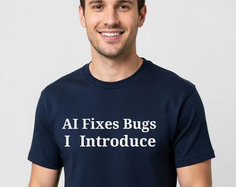 Camiseta con el lema "La IA corrige errores que presento" - Regalo divertido para programadores e ingenieros de software - Tallas grandes