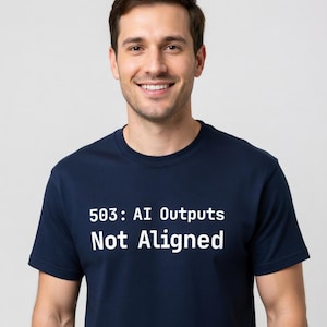 503: Camiseta con el mensaje "Salidas de IA no alineadas" - Regalo divertido para ingenieros de software - Tallas grandes