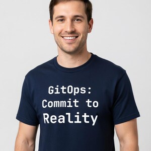 GitOps: Commit to Reality T-Shirt for DevOps Engineers - Funny Programmer Gift - Tall Sizes