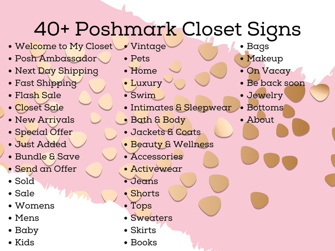 EDITABLE Poshmark Closet Signs Ready to Post Instant Download Etsy