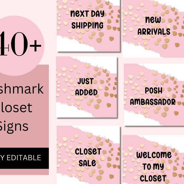 EDITABLE Poshmark Closet Signs Ready to Post Instant Download Poshmark Boutique Sign Poshmark Banner PINK Customizable Poshmark Template