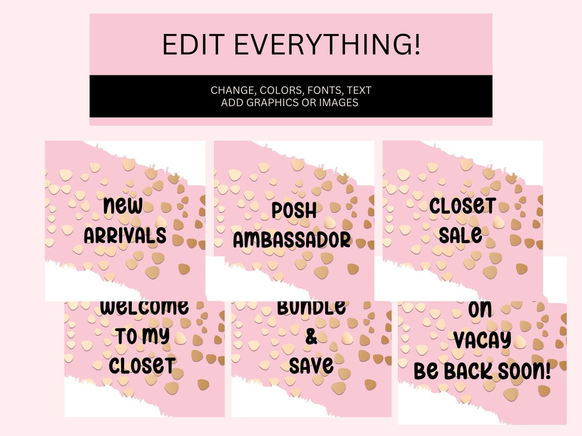 EDITABLE Poshmark Closet Signs Ready to Post Instant Download Etsy
