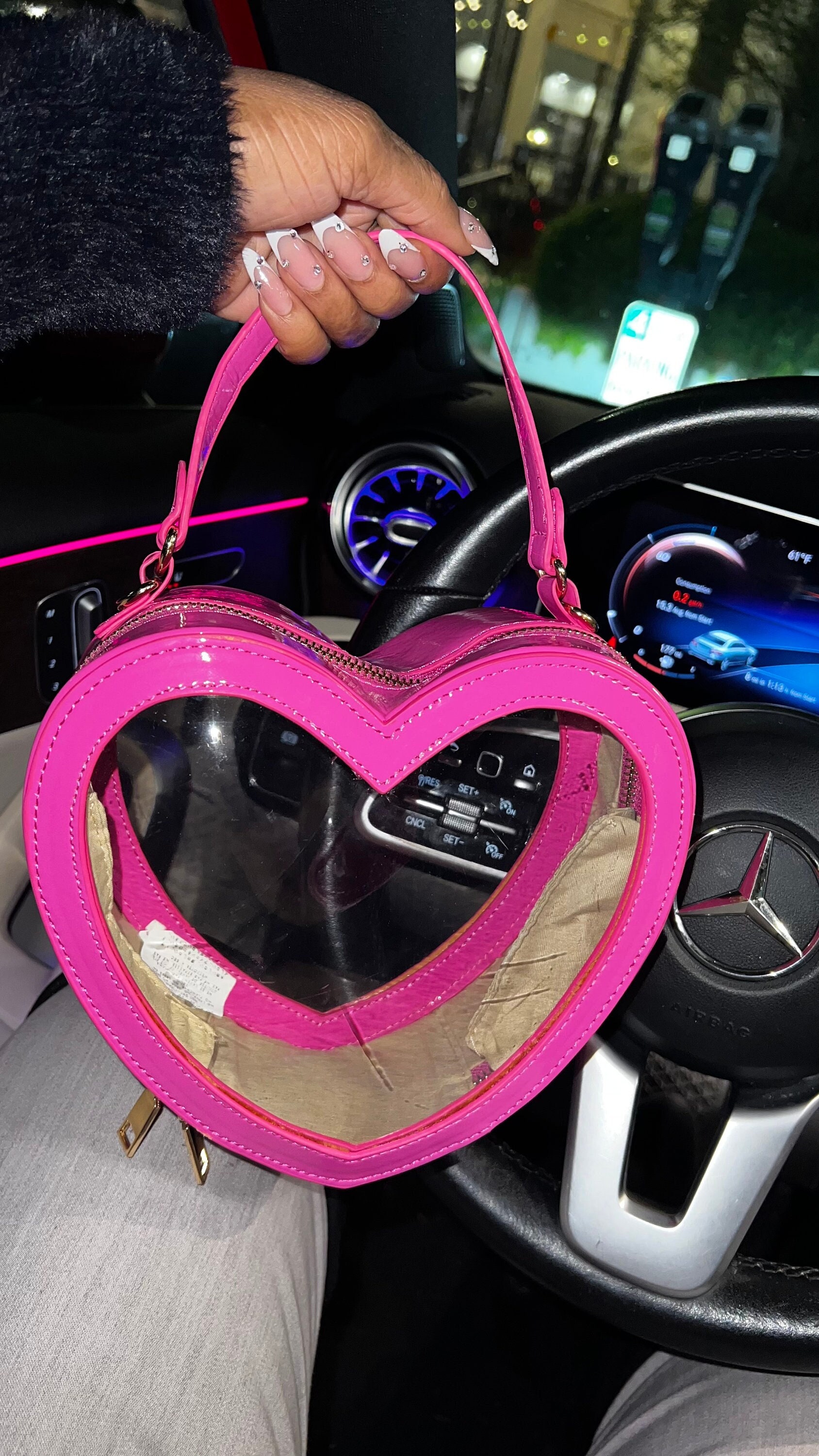 pink heart shaped bag louis