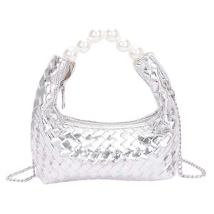 Bolso de mano bonito y elegante, color plata