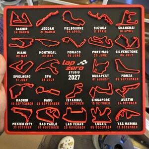 2027 Race Calendar STL 3MF, Commercial License, Multicolor 3D Printer File, 24 Race Tracks, Motorsport Desk Decor