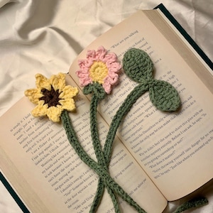 Crochet Bookmark, Leaf Bookmark, Flower Bookmark, Crochet Sunflower Bookmark