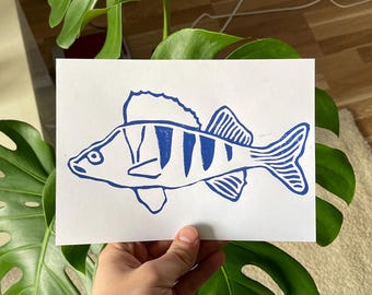 Linocut fish
