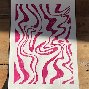 Linoldruck Plakat/Poster, abstrakte Linien, 35x50 cm
