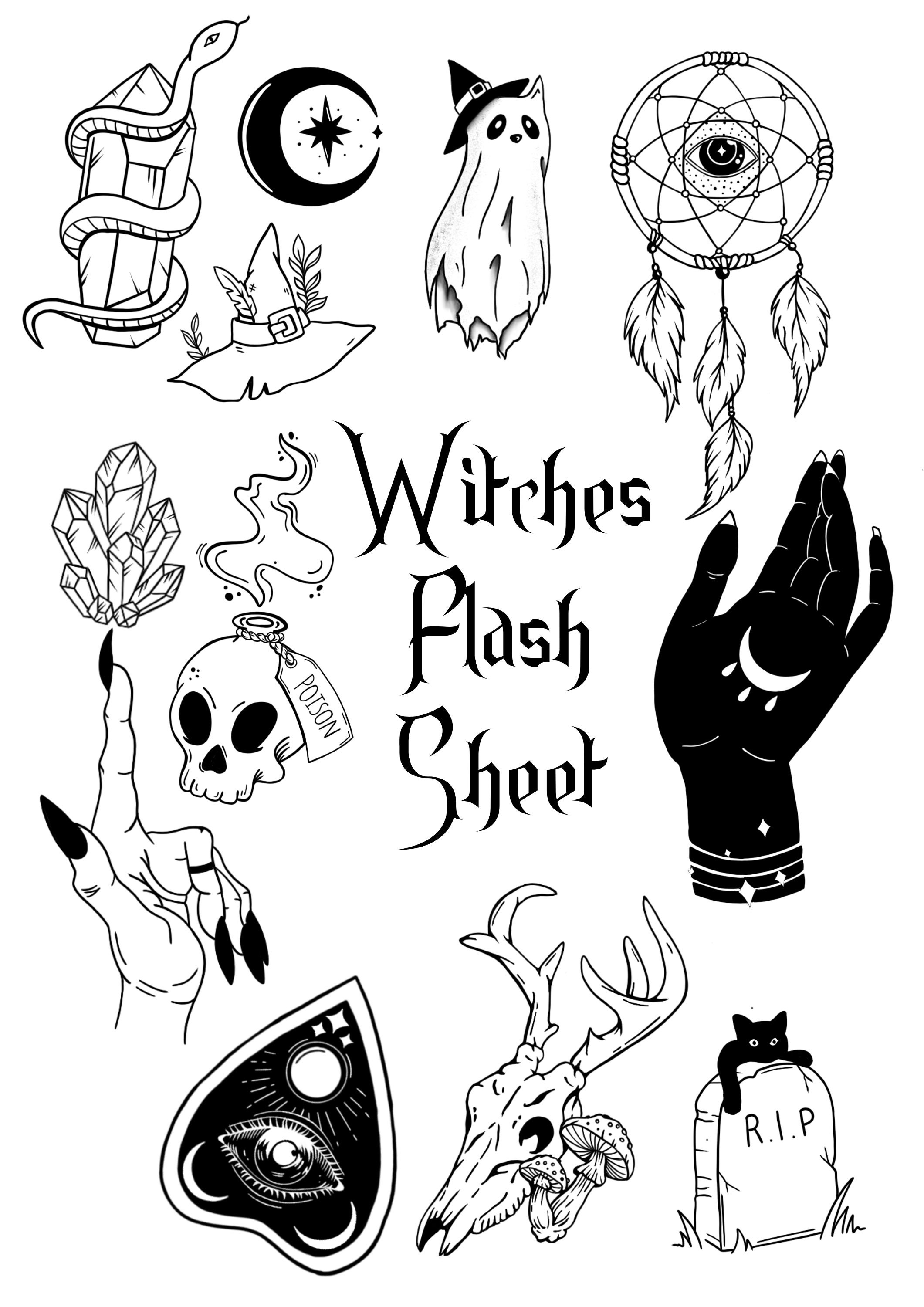 Witch Tattoo - Etsy Hong Kong Witch Tattoo - Etsy Hong Kong