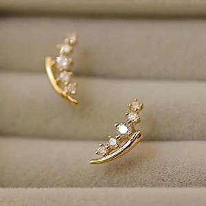 14K Gold Diamond Stud Earrings: Dainty Minimalist Jewelry