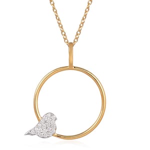 14K Gold Sparrow Diamond Necklace: Minimalist Bird Pendant