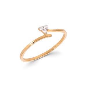 14K Gold Triangle Diamond Ring: Minimalist Geometric Promise Ring