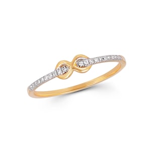 14K Gold Diamond Forever Knot Ring for Women, Elegant Handmade Eternal Love, Dainty Promise Ring, Unique Engagement or Anniversary Gift