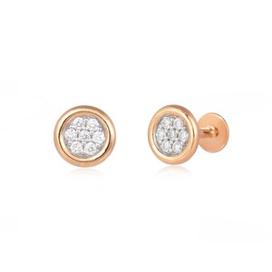 Dainty 14K Gold Diamond Stud Earrings: Minimalist Handmade Jewelry