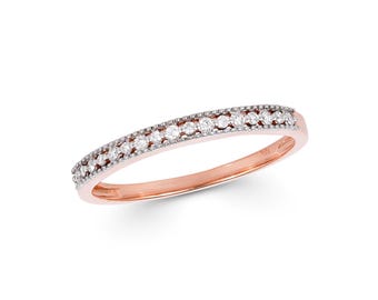 Dainty 14K Rose Gold Diamond Engagement Ring: Handmade Fine Jewelry