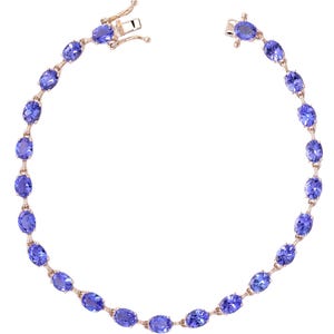 Dainty Tanzanite Tennis Bracelet in 925 Sterling Silver, Elegant Blue Gemstone Jewelry for Women, Perfect Gift for Her or Special Occasions