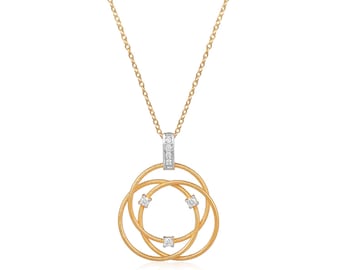 Zarte Halskette mit Diamantanhänger aus 14-karätigem Gold · Minimalistische Halskette mit rundem Diamanten · Geschenk für Sie · Funkelnd für jeden Tag