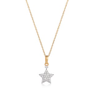 14K Gold Star Diamond Pendant Necklace: Celestial Jewelry Gift