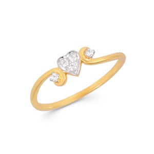 14K Gold Diamond Heart Ring: Dainty Romantic Promise Ring