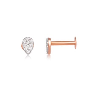 14K Gold Natural Diamond Stud Earrings: Minimalist Handmade Jewelry
