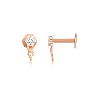 14K Gold Natural Diamond Stud Earrings: Handmade Minimalist Jewelry