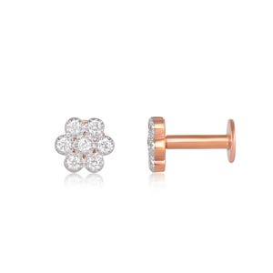 14K Gold Round Diamond Stud Earrings: Minimalist Solitaire Jewelry