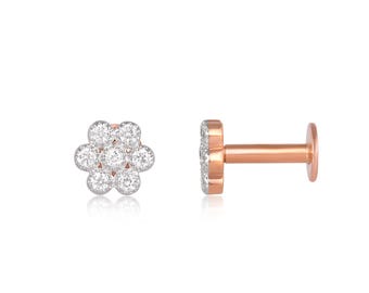 14K Gold Round Diamond Stud Earrings: Minimalist Solitaire Jewelry