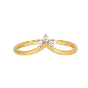 14K Gold Crown Diamond Ring: Dainty Royal Promise Ring