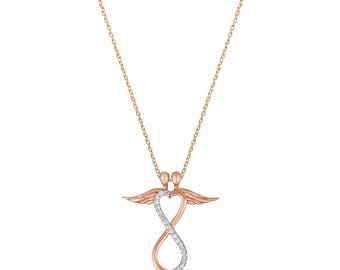 Diamond Angel Wing Pendant: 14K Gold Guardian Charm
