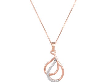Minimalist Natural Diamond Pendant: 14K Gold & Sterling Silver