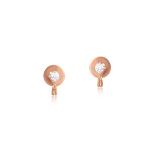 14k Gold Natural Diamond Stud Earrings: Handmade Minimalist Jewelry