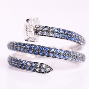 Natural Blue Sapphire and Topaz Engagement Ring, Handmade Sterling Silver Vintage-Inspired Bridal Anniversary Jewelry, Unique Proposal Gift