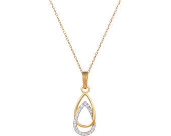 14K Gold Natural Diamond Pendant: Dainty Minimalist Necklace