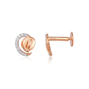 14K Gold Diamond Stud Earrings: Minimalist Handmade Jewelry