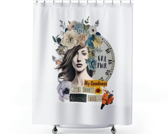 Colorful Shower Curtain, Girl Power, Modern Shower Curtain, Bath Curtain, Women Empowerment, Feminism Decor, Unique Shower Curtain, Restroom