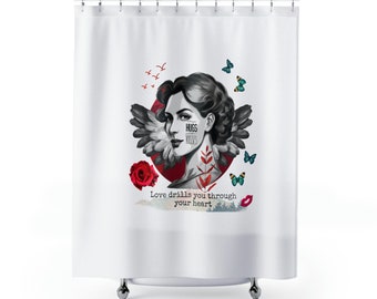 Modern Shower Curtain, Pop Art Shower Curtain, Colorful Retro Decor, Comic Style, Unique Bathroom Decor, Bath Curtain, Strong Woman Gift