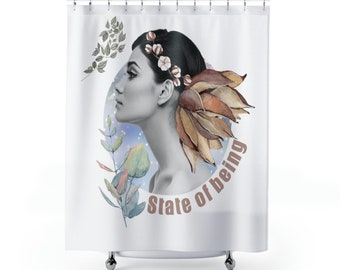 Unique Shower Curtain, Leaves Shower Curtain, Bath Curtain, Modern Shower Curtain, Feminine Bathroom Decor, Woman Art, Pop Art Decor, Comic