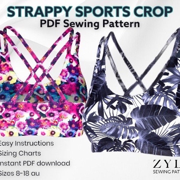 EASY SEW Strappy Activewear Crop Top Téléchargement instantané PDF Patron de couture