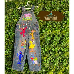 Overalls birthday outfit, Abby overalls, Elmo and friends, Sesame Street Overalls. Birthday Overalls, Abby Cadabby, Elmo, Sesame Street,