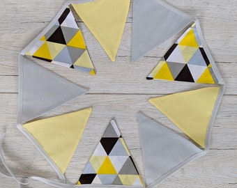 Cotton bunting flags, Baby nursery wall hanging, home decor for kid's room, star fabric garland banner
