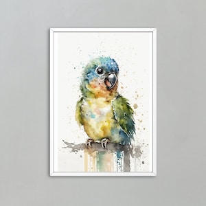 Watercolor Baby Parrot | Nursery Mobile | Parrot Baby Shower | Nursery wall art | Parrot Decor Print | Nursery Gift for kids