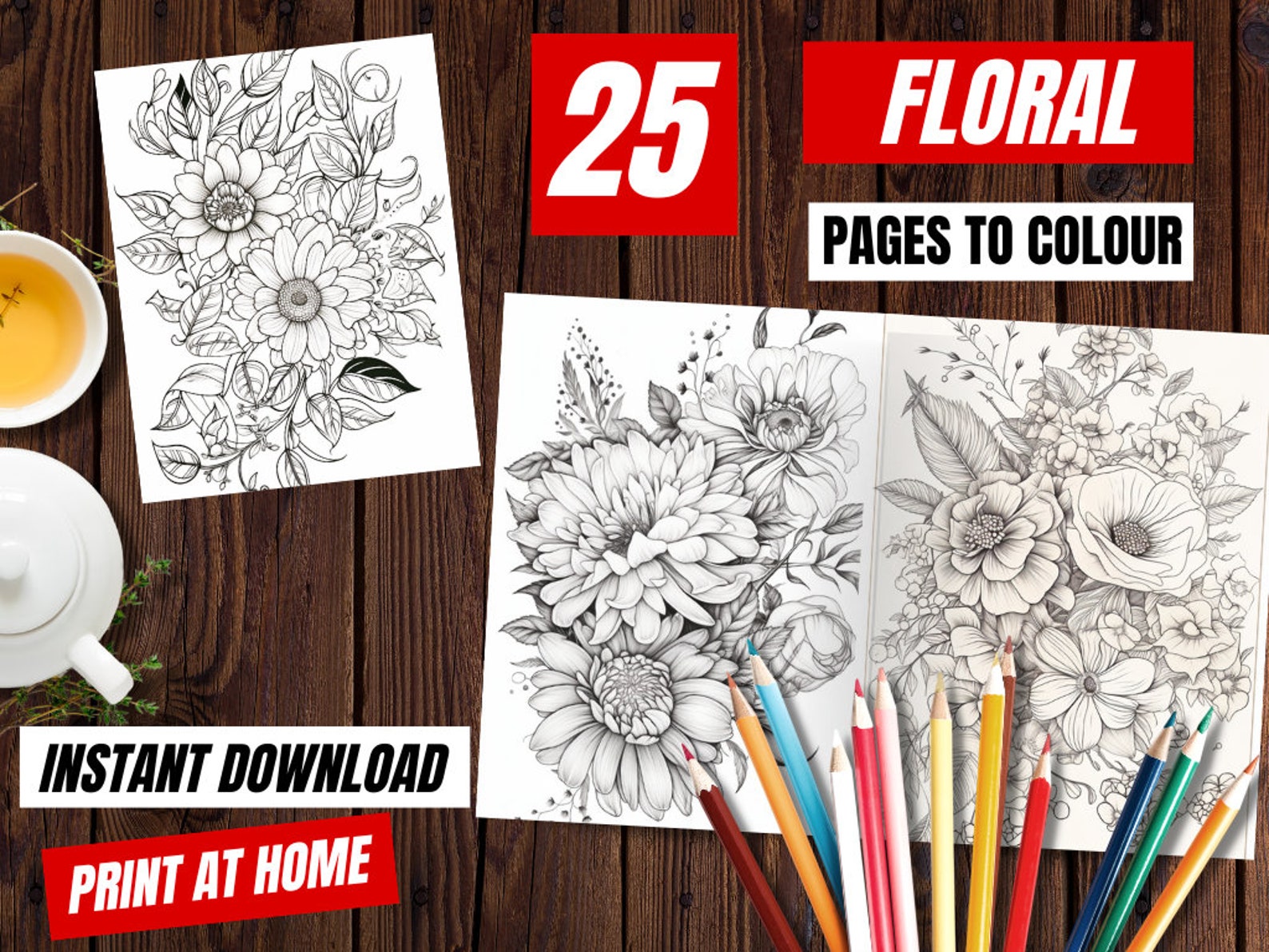 Floral Coloring Pages | Adult Coloring Pages | Coloring Pages Printable | Coloring Book Pdf ...
