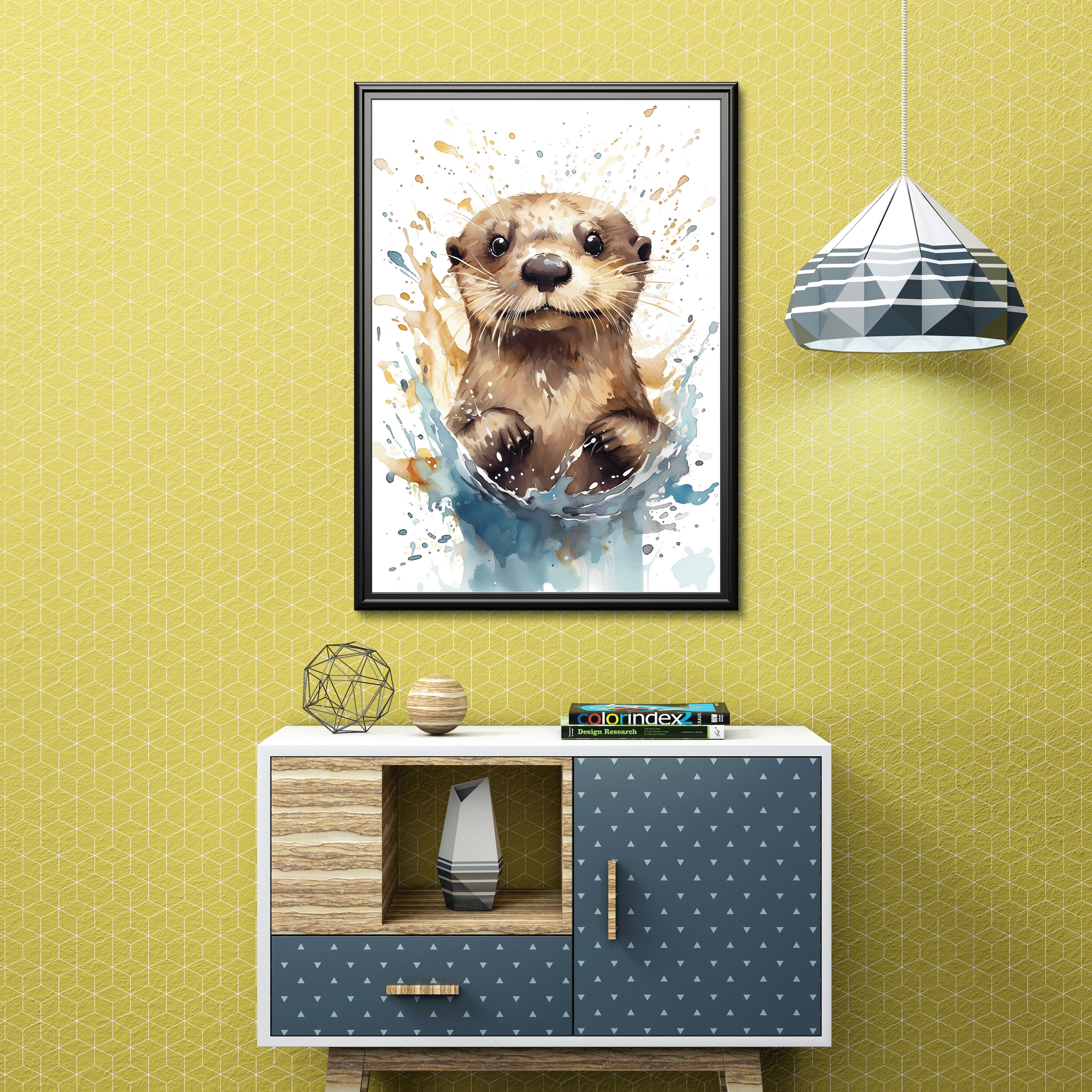Discover Watercolor Otter Print | watercolor painting from photo| nursery mobile | ai art | otter painting , No Frame